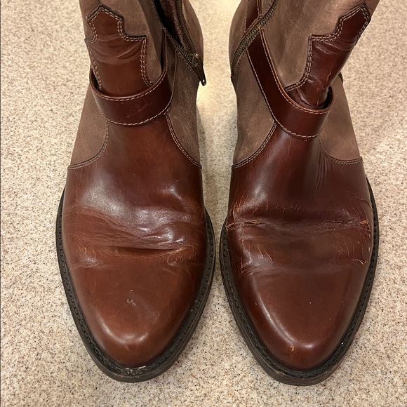 Unique western flair Florsheim boots made in Brazil brown sz7.5 Cracks Worn READ - Picture 9 of 12